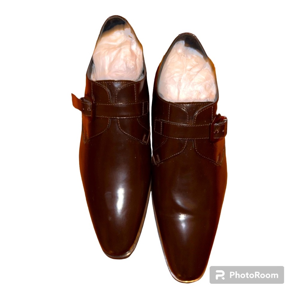 Versace Collection Men s Brown Leather Shoes, Medusa logo on the buckles